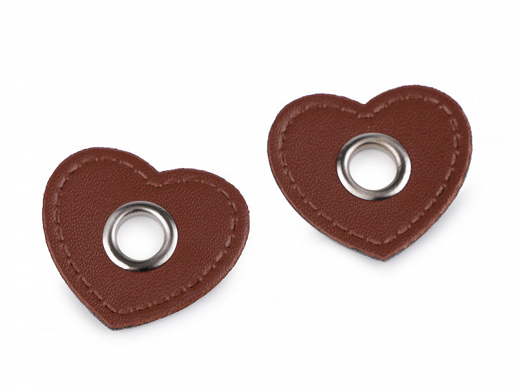 Eco Leather Heart Applique with Eyelet, Sew-on