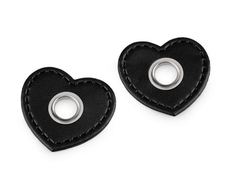 Eco Leather Heart Applique with Eyelet, Sew-on