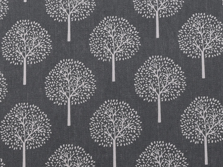 Tessuto di cotone / imitazione lino, materiale grezzo, motivo: alberi