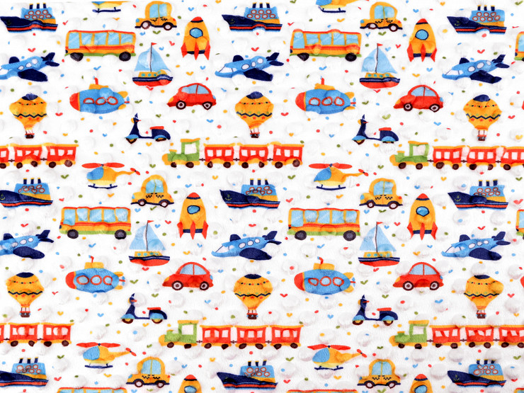 Minky Plush Fabric with 3D Polka Dots Means of Transport