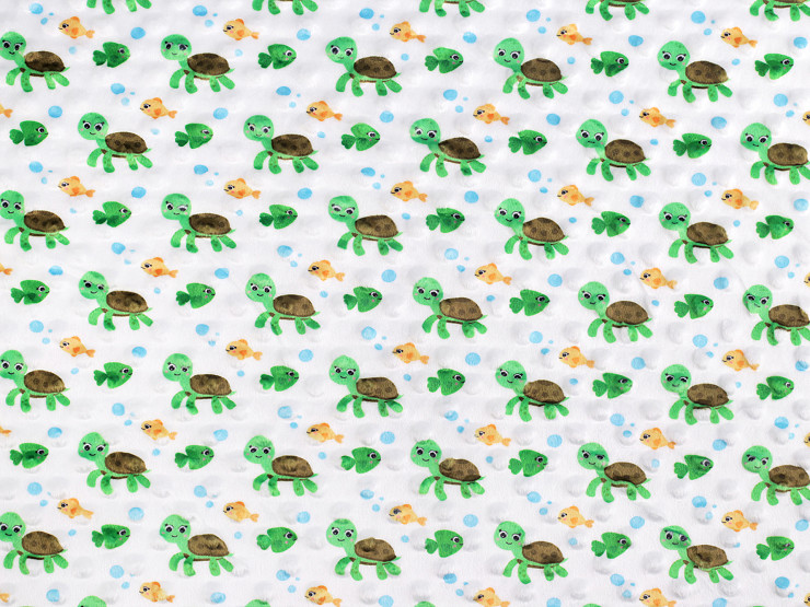 Minky Plush Fabric with 3D Dots Turtle