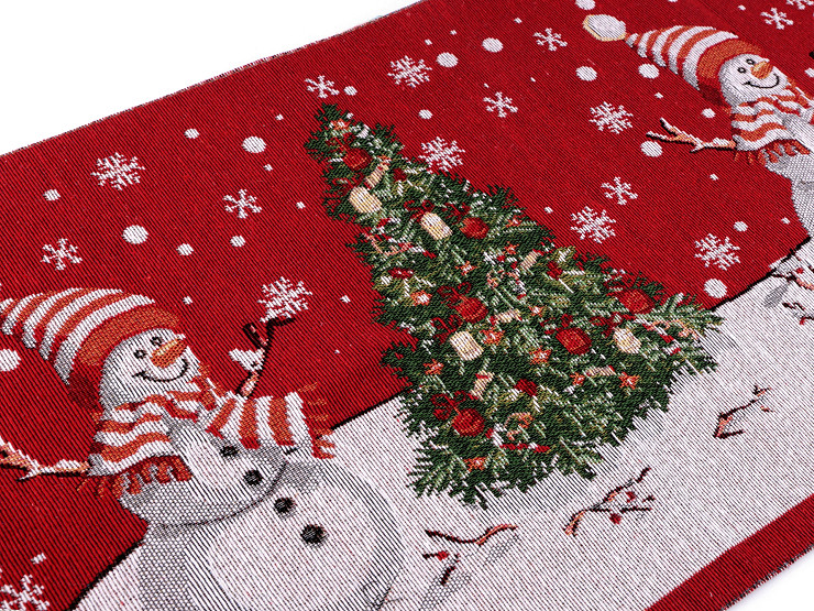 Gobelín vánoční - metráž sněhulák, stromek