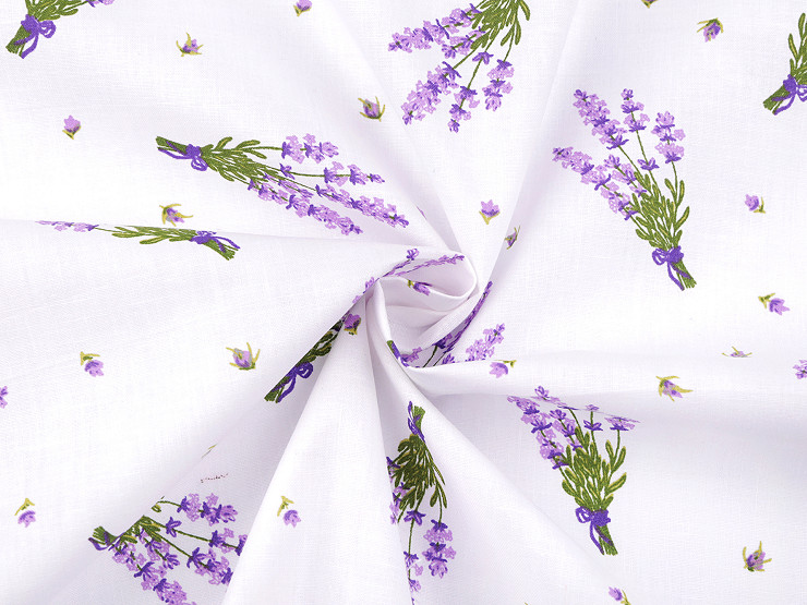 Tissu Coton Imprimé Lilas Blanc