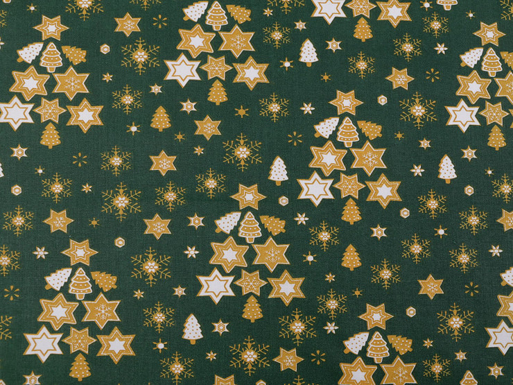 Vánoční bavlněná látka / plátno hvězdy