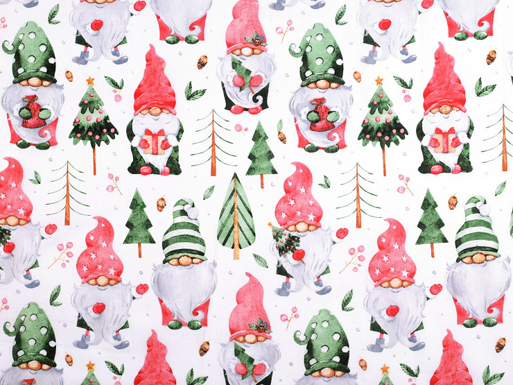 Tissu/Toile de Noël en coton, Gnomes