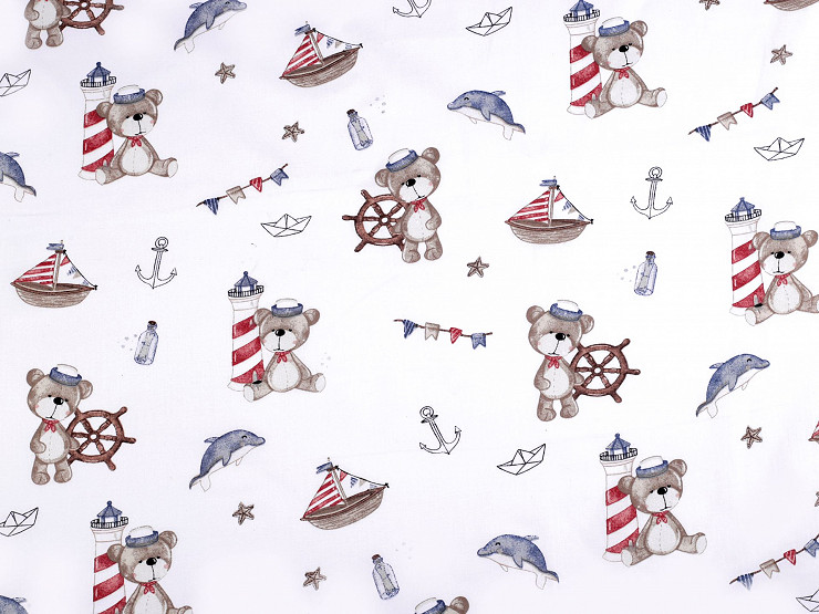 Cotton Fabric / Canvas, Sailor Bear