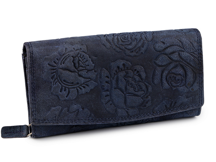 Cartera de piel con flores para mujer 