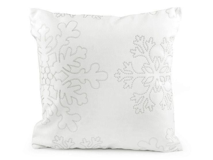 Federa da guanciale/cuscino, in velluto ricamato, motivo: motivo fiocchi di neve, dimensioni: 44 x 44 cm