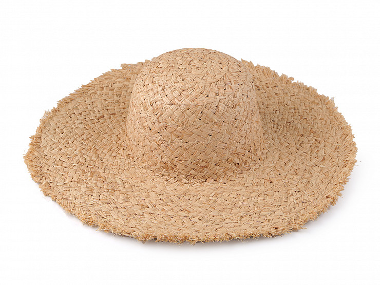 Dámsky klobúk / slamák na dozdobenie s ostrapkaným okrajom