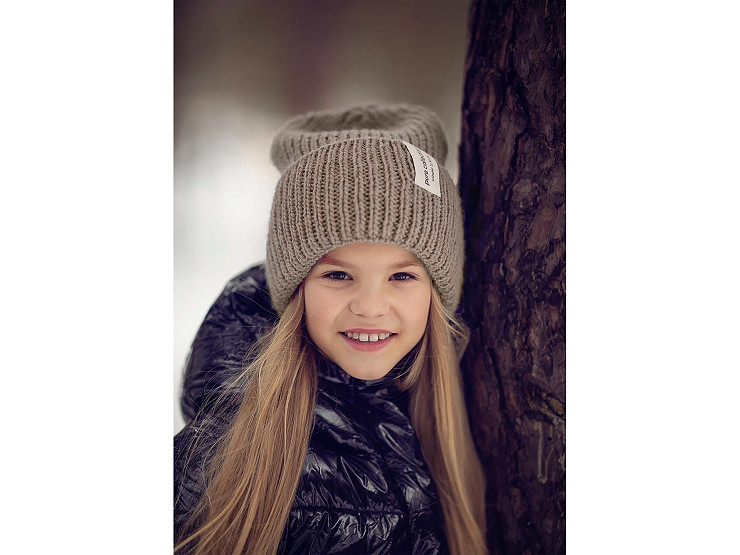 Gorro de invierno de punto para mujer/niña con ala ancha