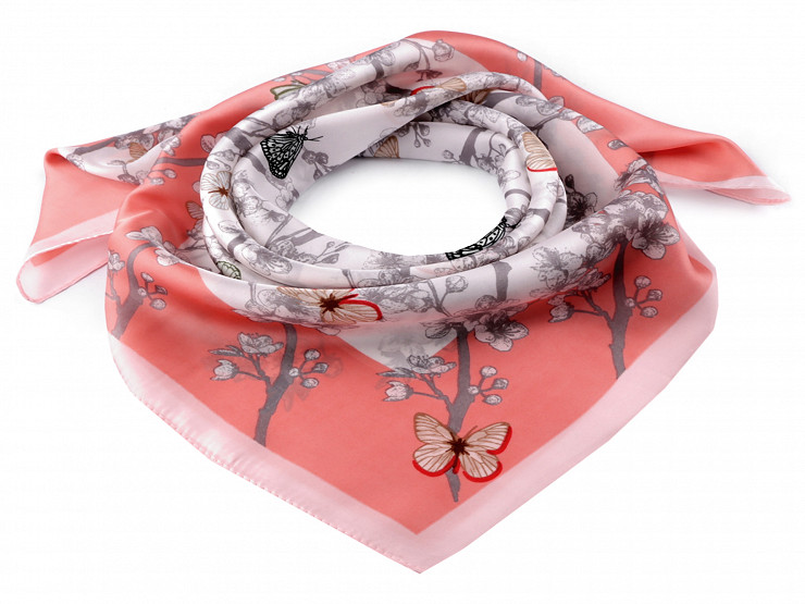 Saténový šátek motýl 70x70 cm