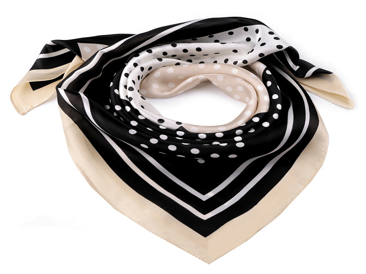 Foulard in raso, sciarpa avvolgente, in seta, motivo: punti, dimensioni: 70 x 70 cm