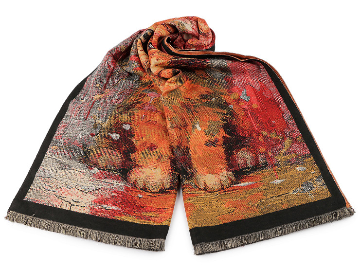  Tuch/Schal mit Fransen Katzen 60 x 190 cm