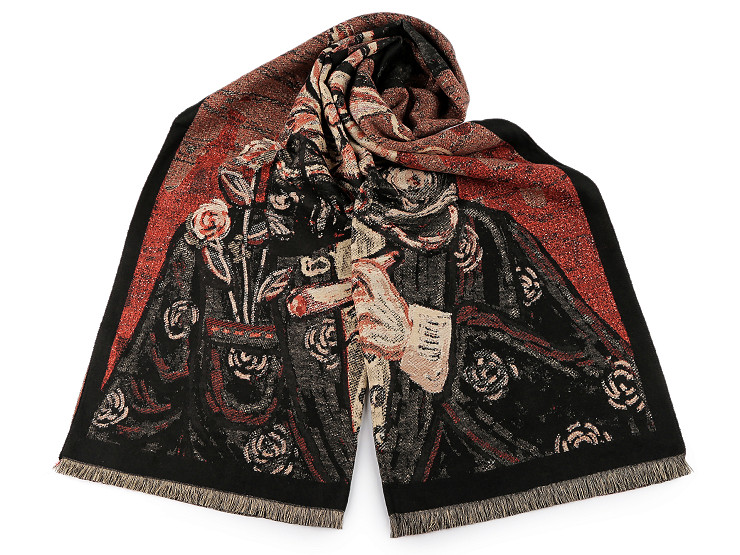  Tuch/Schal mit Fransen Katzen 60 x 190 cm