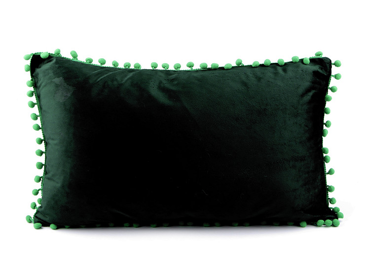 Funda de almohada de terciopelo con pompones 30x50 cm