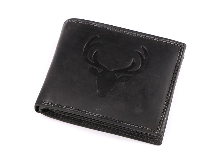 Cartera de piel para hombre para cazadores, pescadores, moteros 9,5x12 cm