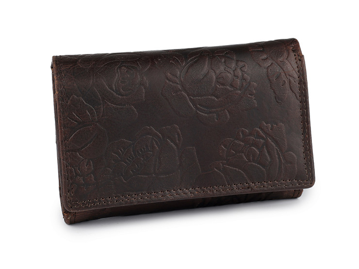 Cartera de piel para mujer, flores en 3D, 10 x 15 cm