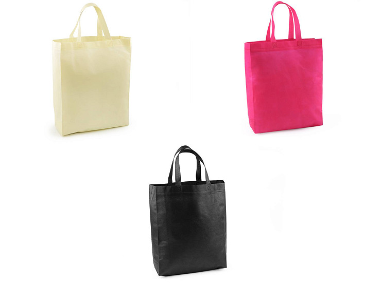 Borsa da shopping, “tote bag”, riutilizzabile, realizzata in tessuto non tessuto, dimensioni: 30 x 37 cm