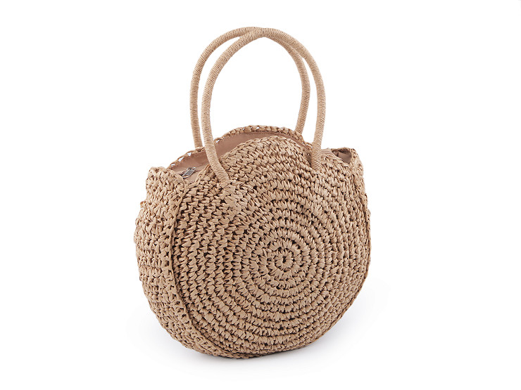 Crocheted Raffia Handbag with Zipper 33x37 cm