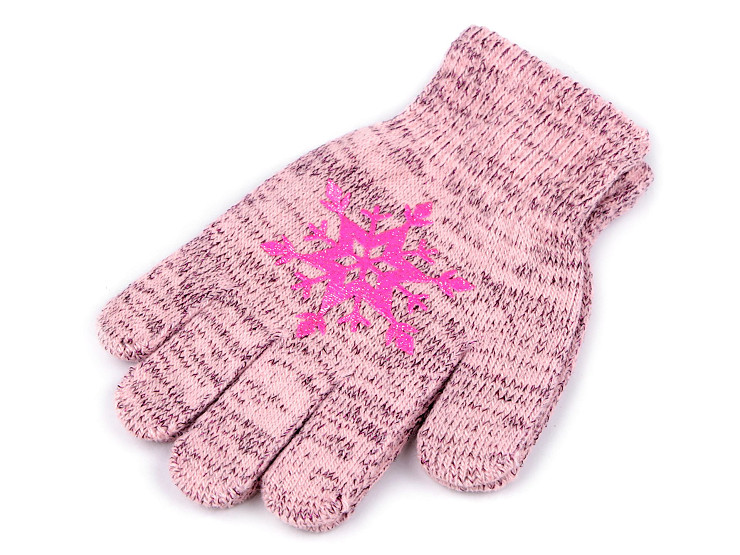 Girls' Knitted Gloves with Snowflake