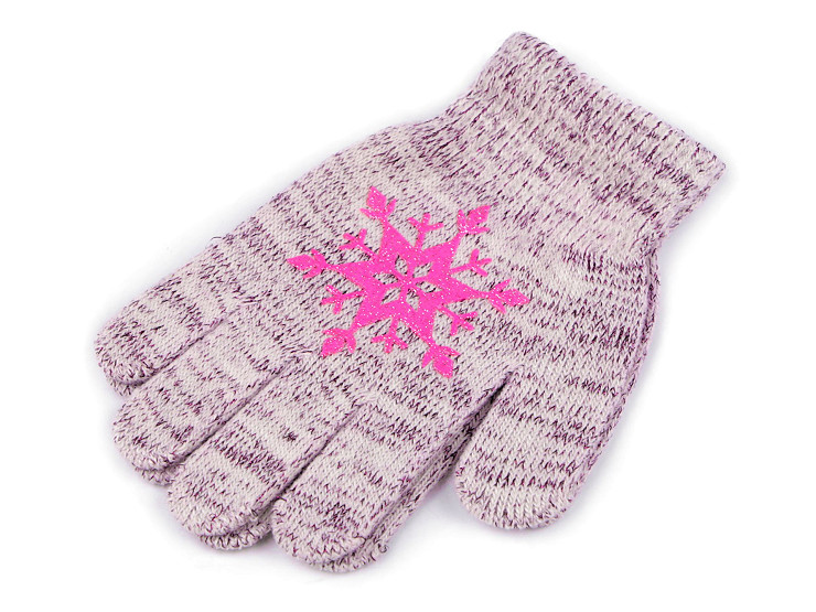 Girls' Knitted Gloves with Snowflake