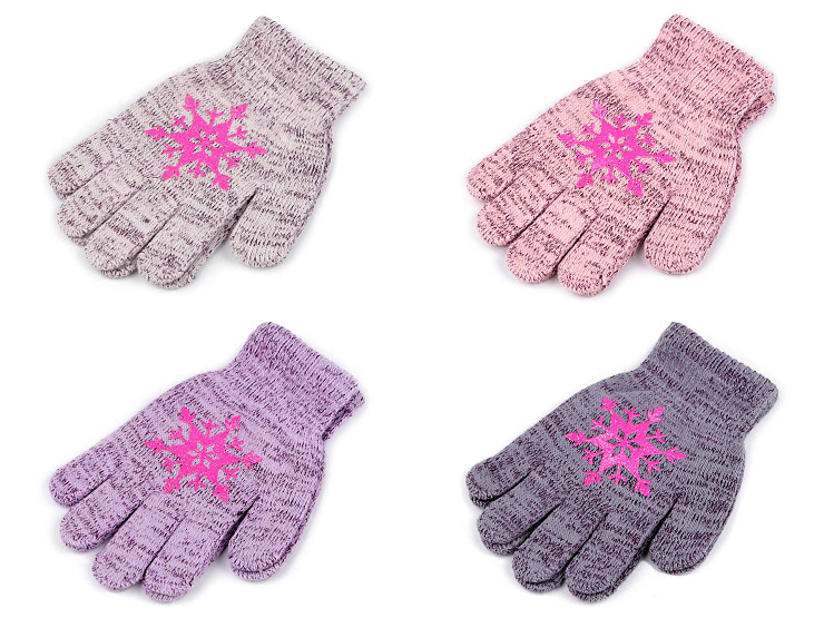 Girls' Knitted Gloves with Snowflake