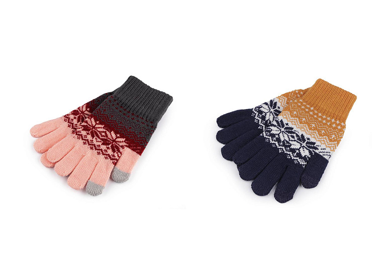 Guantes de punto para niña/mujer con estampado noruego