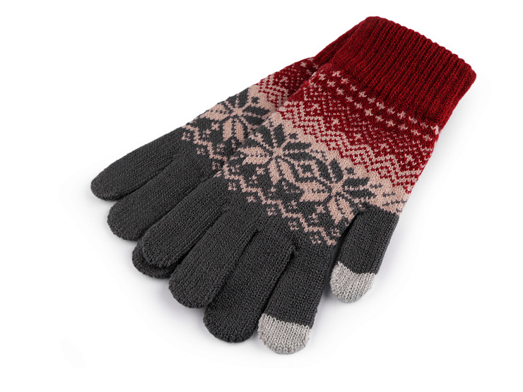 Gants tricotés femme/fille, motif norvégien