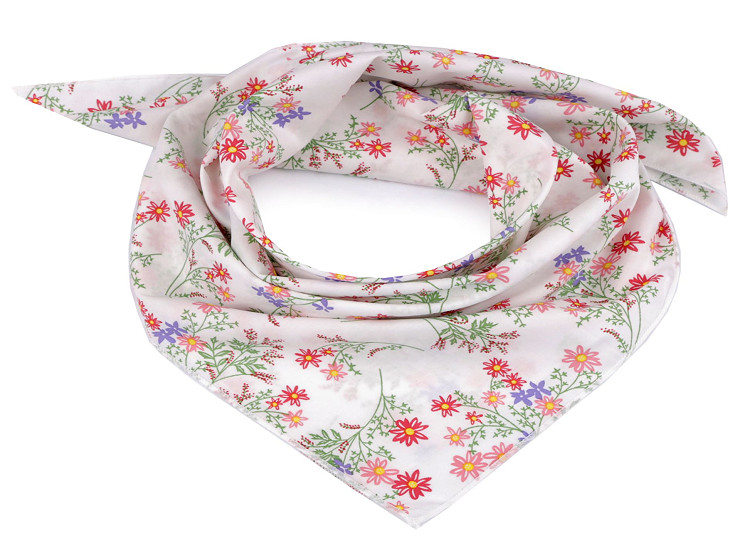 Cotton Scarf with Meadow Flowers 55x55 cm