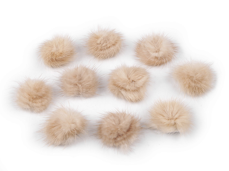 Empiècement Pompon en fourrure, Ø 3 cm