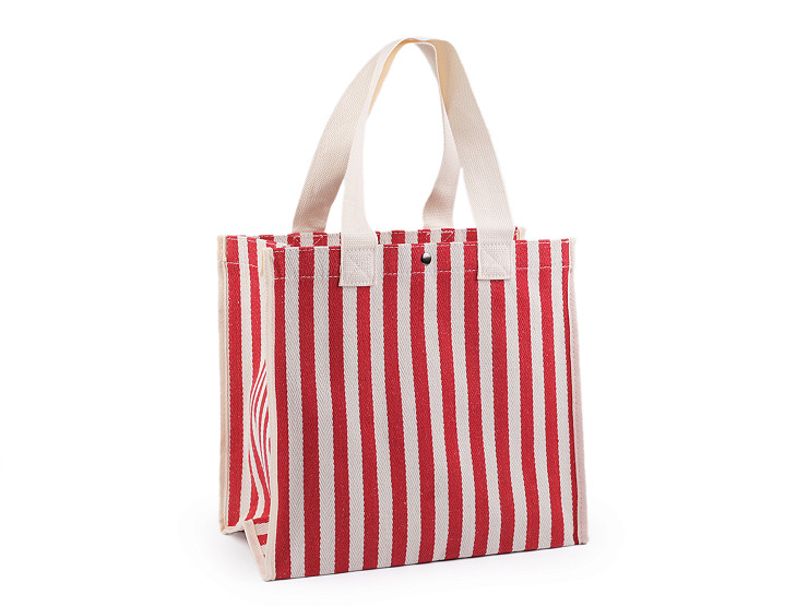Solid Cotton Bag with Stripes 33x32 cm