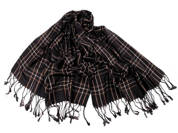 Casual Checkered Shawl with Fringes 70x170 cm