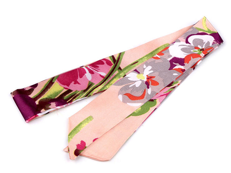 Schmaler Schal für Haare, Hals, Handtasche, einfarbig, mit Blumen
