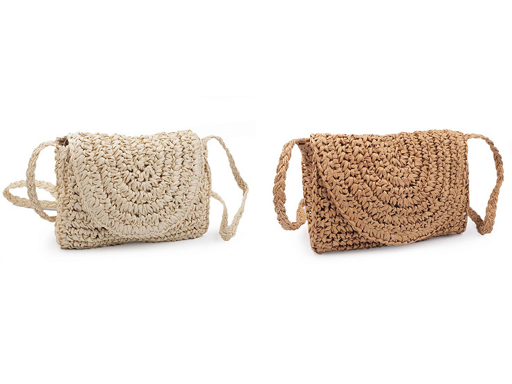 Gehäkelte Tasche/Umhängetasche aus Bast 16 x 21 cm