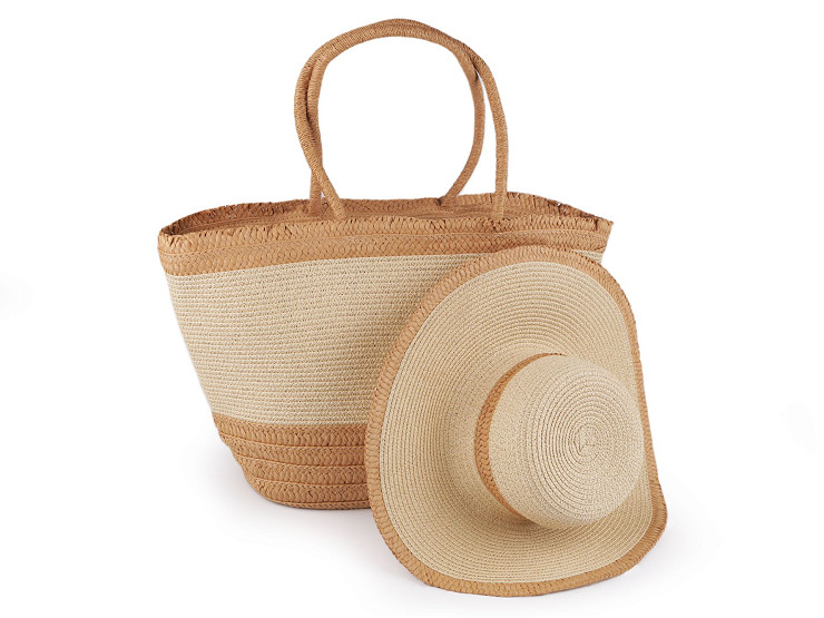 Women's summer hat / straw hat and bag set