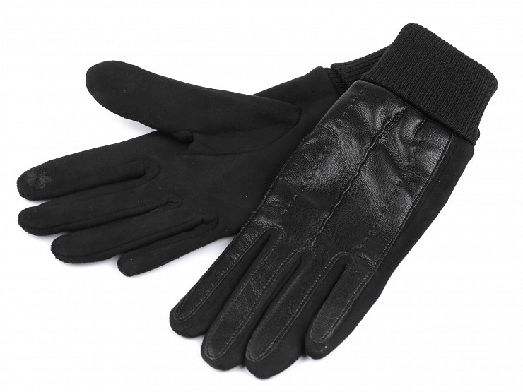 Ladies Gloves decorated with eco leather, touch-screen