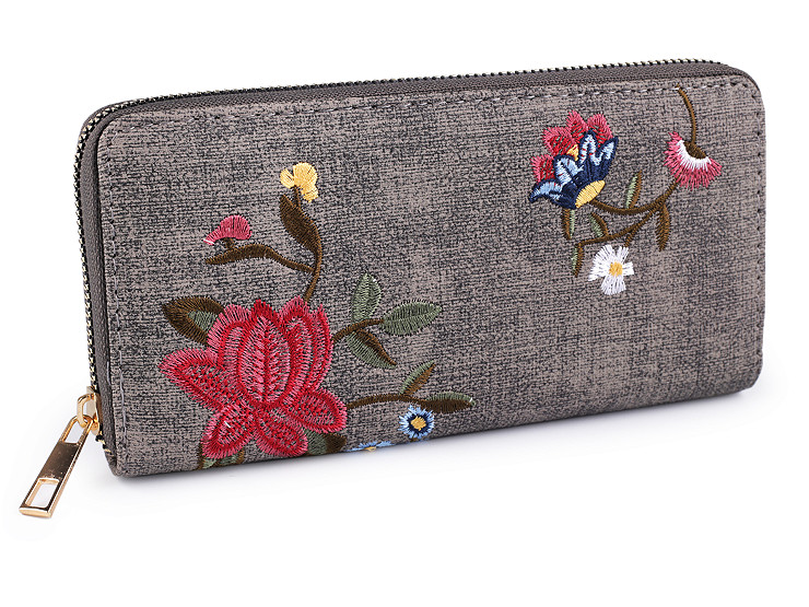 Portafogli Donna Con Fiori In Pelle PU – Marrone, Sottile Con 19x9.5x2 Cm, 11 Scomparti Per Carte E Ampio Portamonete, Organizer