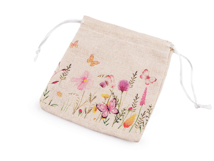 Linen Gift bag Meadow Flowers 14x15 cm