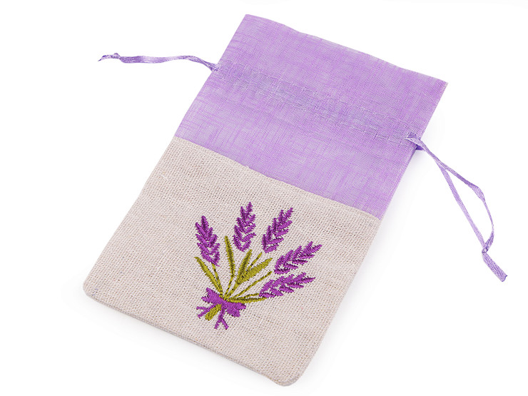 Geschenkbeutel mit Lavendel-Stickerei, 9 x 15 cm
