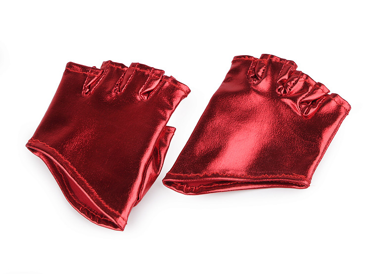 Fingerless gloves, latex imitation 