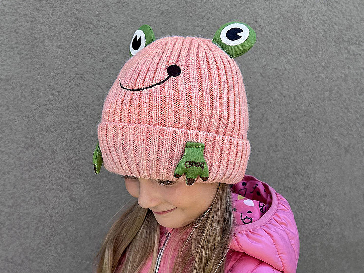 Children's winter hat, frog, Emi Ross