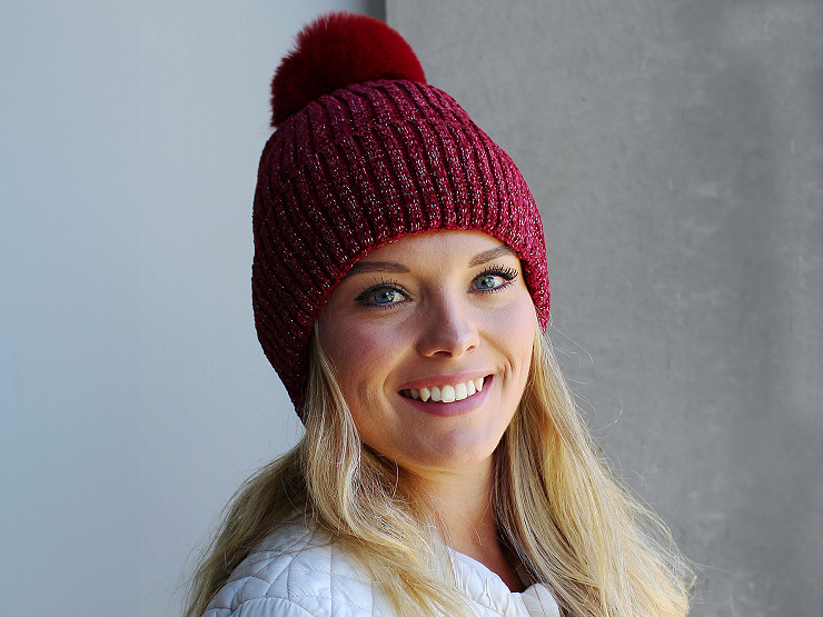 Bonnet d’hiver pour femme/fille en laine chenille avec lurex, Emi Ross