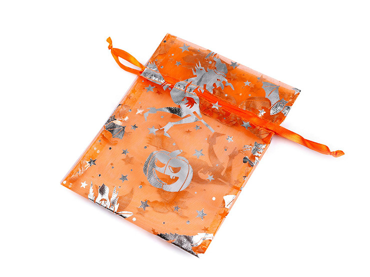 Woreczek podarunkowy 13x18 cm organza czarownice / Halloween 