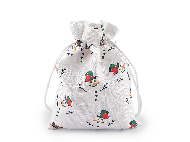 Sac cadeau de Noël, Bonhomme de neige, 13 x 18 cm