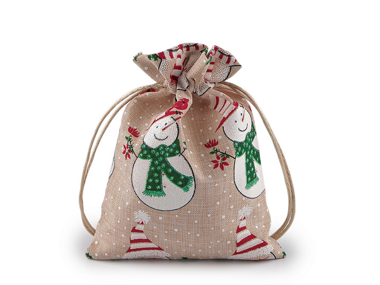 Sac cadeau de Noël, Bonhomme de neige, 13 x 18 cm
