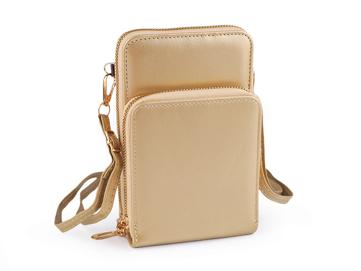 Borsa A Tracolla Donna In Pelle PU Con Tasca Portatelefono Frontale - Piccola E Leggera, Portafoglio Multi-tasca Regolabile, Beige