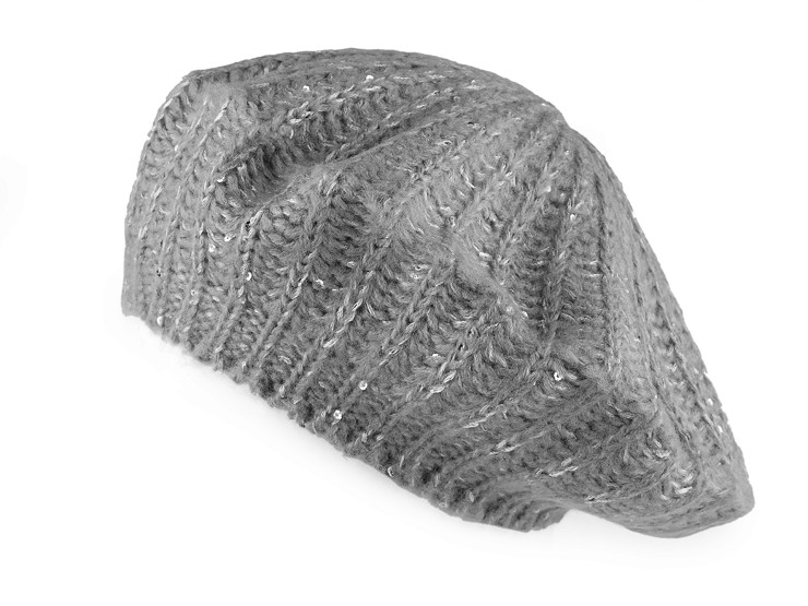 Women's / girl's knitted beret with fine sequins