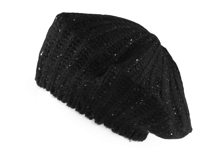 Women's / girl's knitted beret with fine sequins