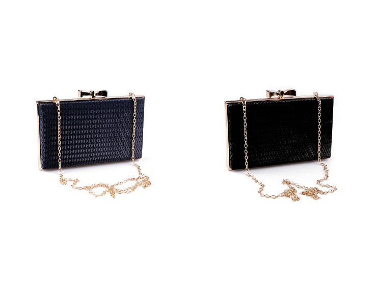 Pochette De Soirée Orciani - Cuir Bleu, Détails Métal Chêne, Occasion Bon état, Made In Italy