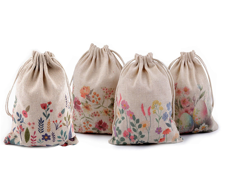Bolsa de regalo de lino 13x18 cm, primavera/Pascua 